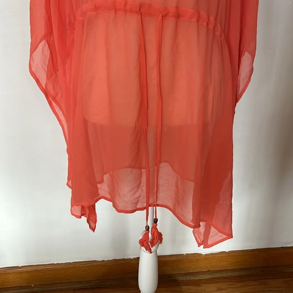 Beaches And Boho Seas The Dream peach/orange Sheer Coverup